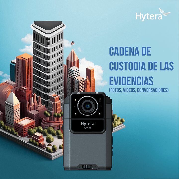10 Hytera SC580 Bodycam +IDS 64GB y Radio PoC 4G 121°-150° IP68 158gr BT5.1 GPS Wifi Simcard Pre/Post Grabado de vídeo Vídeo Cifrado AES256 12 Horas grabación continua Cumple ley 21659 Precio con iva 6