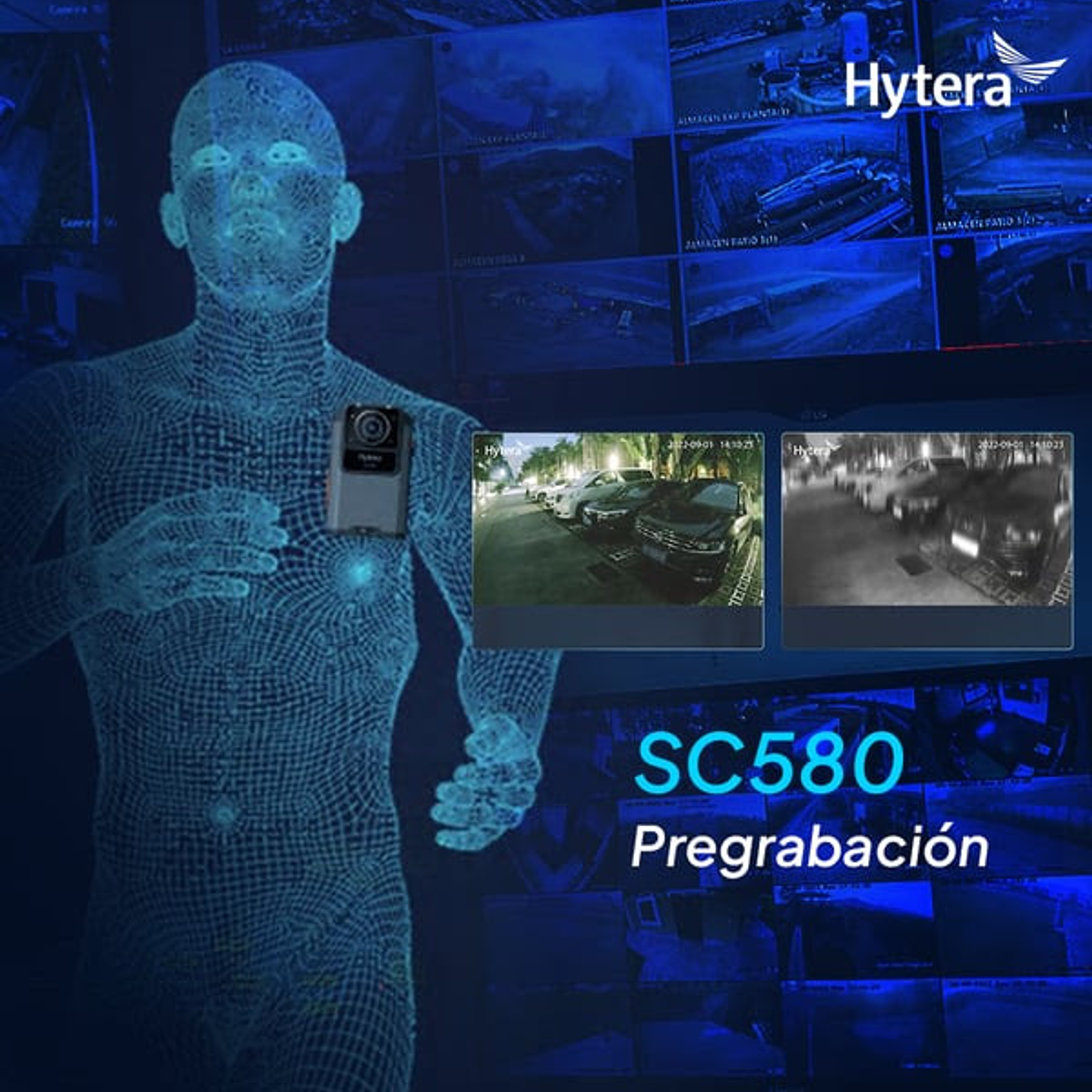 10 Hytera SC580 Bodycam +IDS 64GB y Radio PoC 4G 121°-150° IP68 158gr BT5.1 GPS Wifi Simcard Pre/Post Grabado de vídeo Vídeo Cifrado AES256 12 Horas grabación continua Cumple ley 21659 Precio con iva 17
