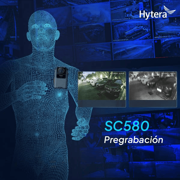 10 Hytera SC580 Bodycam +IDS 64GB y Radio PoC 4G 121°-150° IP68 158gr BT5.1 GPS Wifi Simcard Pre/Post Grabado de vídeo Vídeo Cifrado AES256 12 Horas grabación continua Cumple ley 21659 Precio con iva 17