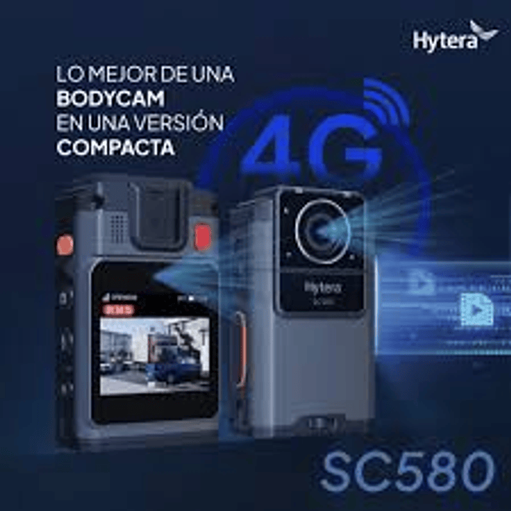 10 Hytera SC580 Bodycam +IDS 64GB y Radio PoC 4G 121°-150° IP68 158gr BT5.1 GPS Wifi Simcard Pre/Post Grabado de vídeo Vídeo Cifrado AES256 12 Horas grabación continua Cumple ley 21659 Precio con iva 21