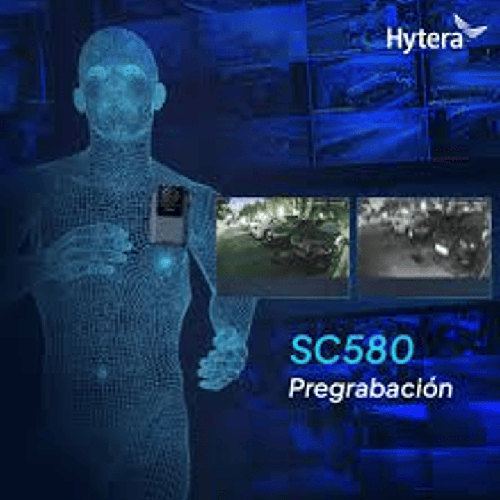 10 Hytera SC580 Bodycam +IDS 64GB y Radio PoC 4G 121°-150° IP68 158gr BT5.1 GPS Wifi Simcard Pre/Post Grabado de vídeo Vídeo Cifrado AES256 12 Horas grabación continua Cumple ley 21659 Precio con iva 29