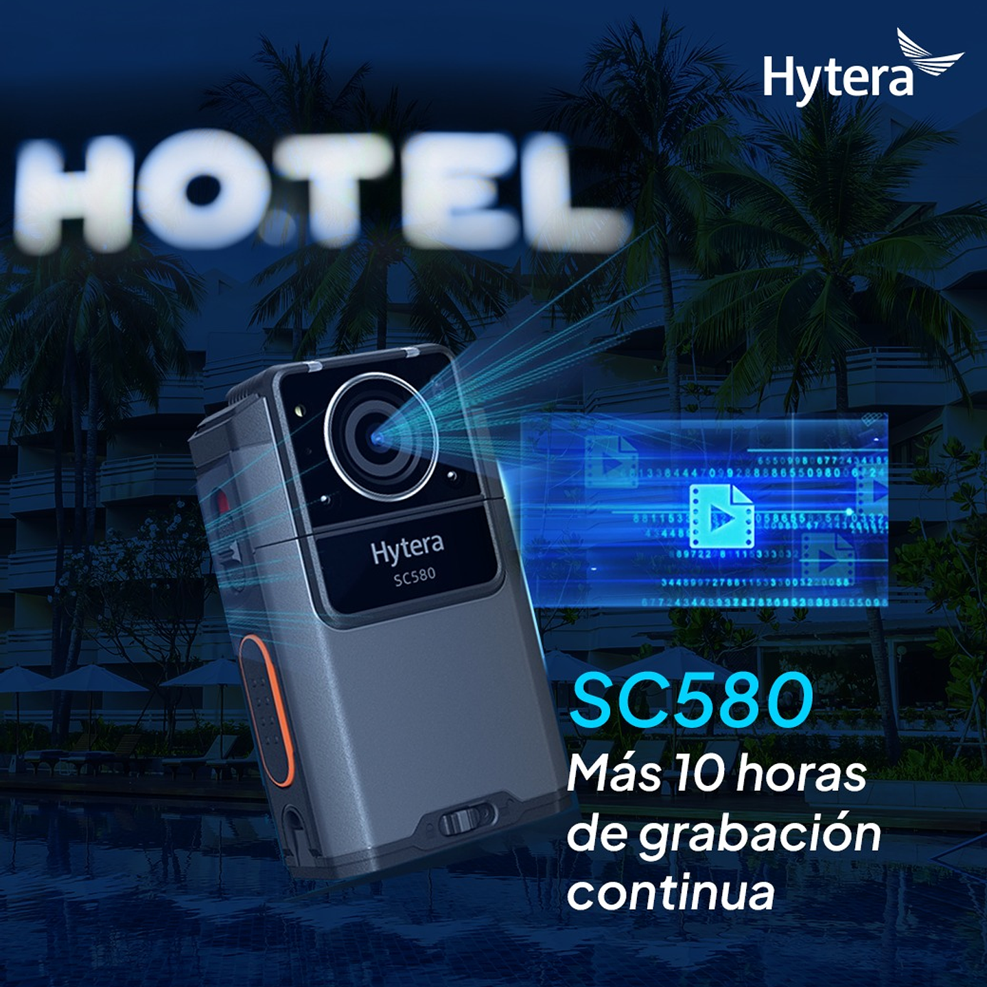 10 Hytera SC580 Bodycam +IDS 64GB y Radio PoC 4G 121°-150° IP68 158gr BT5.1 GPS Wifi Simcard Pre/Post Grabado de vídeo Vídeo Cifrado AES256 12 Horas grabación continua Cumple ley 21659 Precio con iva 47