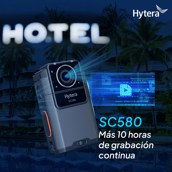 10 Hytera SC580 Bodycam +IDS 64GB y Radio PoC 4G 121°-150° IP68 158gr BT5.1 GPS Wifi Simcard Pre/Post Grabado de vídeo Vídeo Cifrado AES256 12 Horas grabación continua Cumple ley 21659 Precio con iva 47