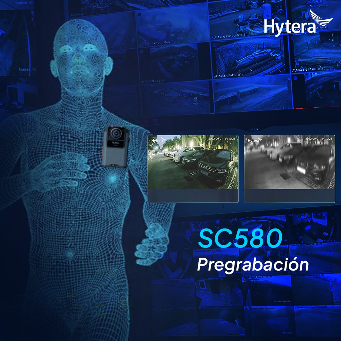 10 Hytera SC580 Bodycam +IDS 64GB y Radio PoC 4G 121°-150° IP68 158gr BT5.1 GPS Wifi Simcard Pre/Post Grabado de vídeo Vídeo Cifrado AES256 12 Horas grabación continua Cumple ley 21659 Precio con iva 52