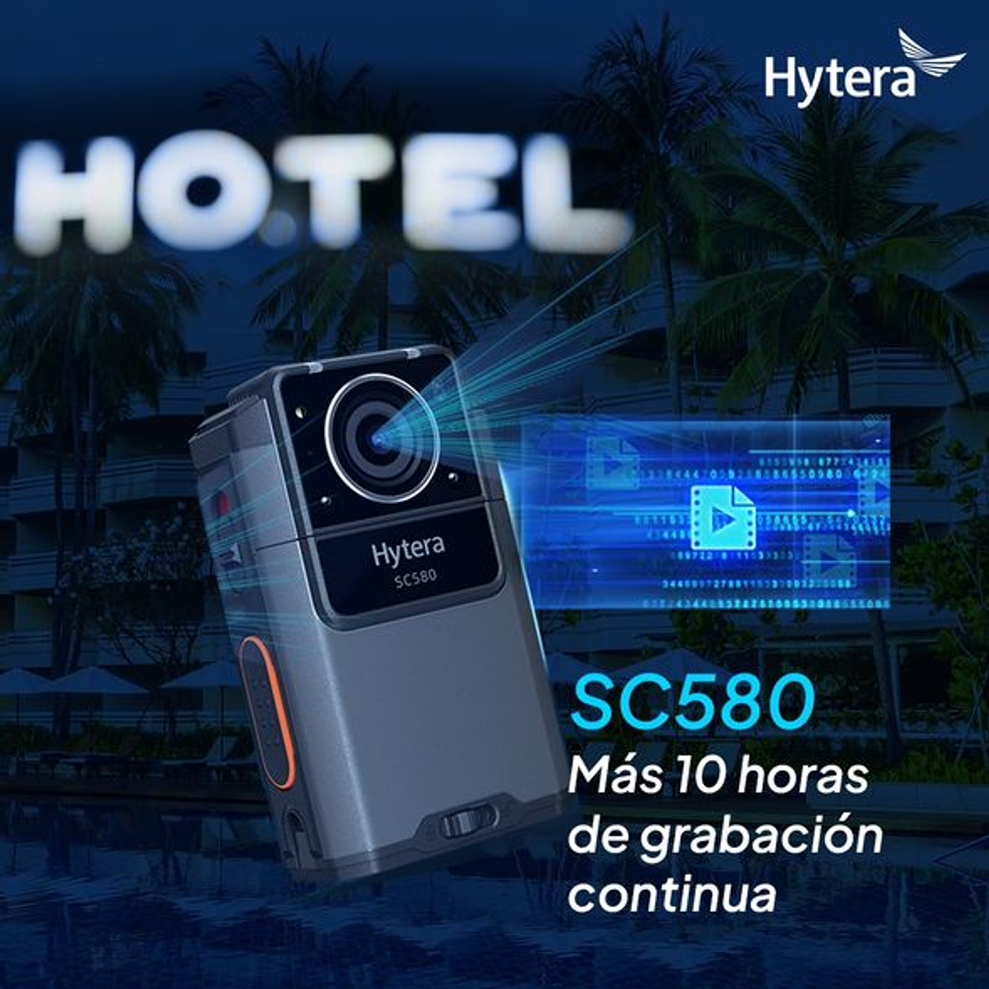 10 Hytera SC580 Bodycam +IDS 64GB y Radio PoC 4G 121°-150° IP68 158gr BT5.1 GPS Wifi Simcard Pre/Post Grabado de vídeo Vídeo Cifrado AES256 12 Horas grabación continua Cumple ley 21659 Precio con iva 53