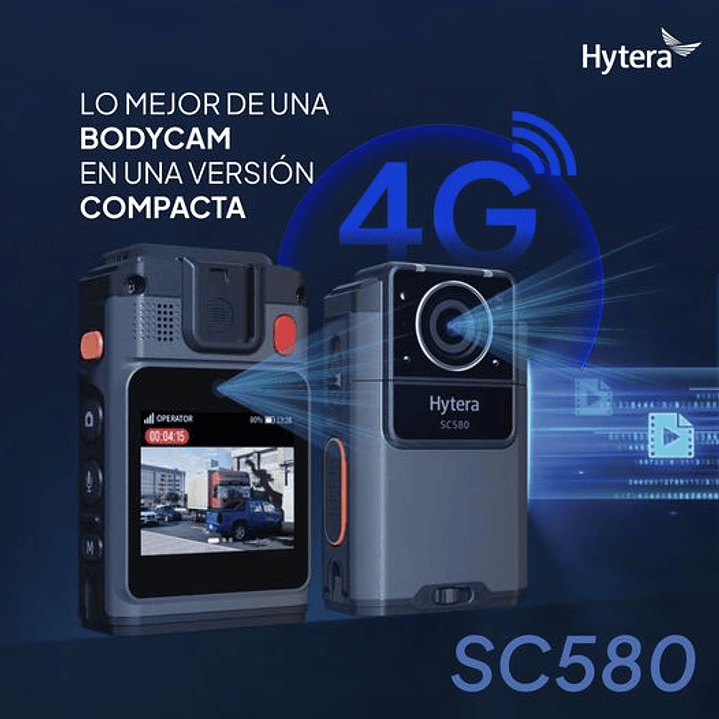 10 Hytera SC580 Bodycam +IDS 64GB y Radio PoC 4G 121°-150° IP68 158gr BT5.1 GPS Wifi Simcard Pre/Post Grabado de vídeo Vídeo Cifrado AES256 12 Horas grabación continua Cumple ley 21659 Precio con iva 56