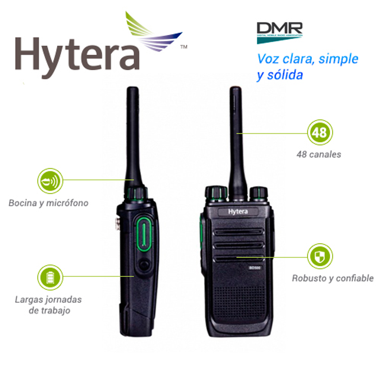 10 Hytera BD506 UHF + 10 EHM10A Auriculares 410-480 MHz 48 CH 4W Radio Digital DMR y Analogico, sin pantalla con cancelación de ruido Precio con iva incluido 13
