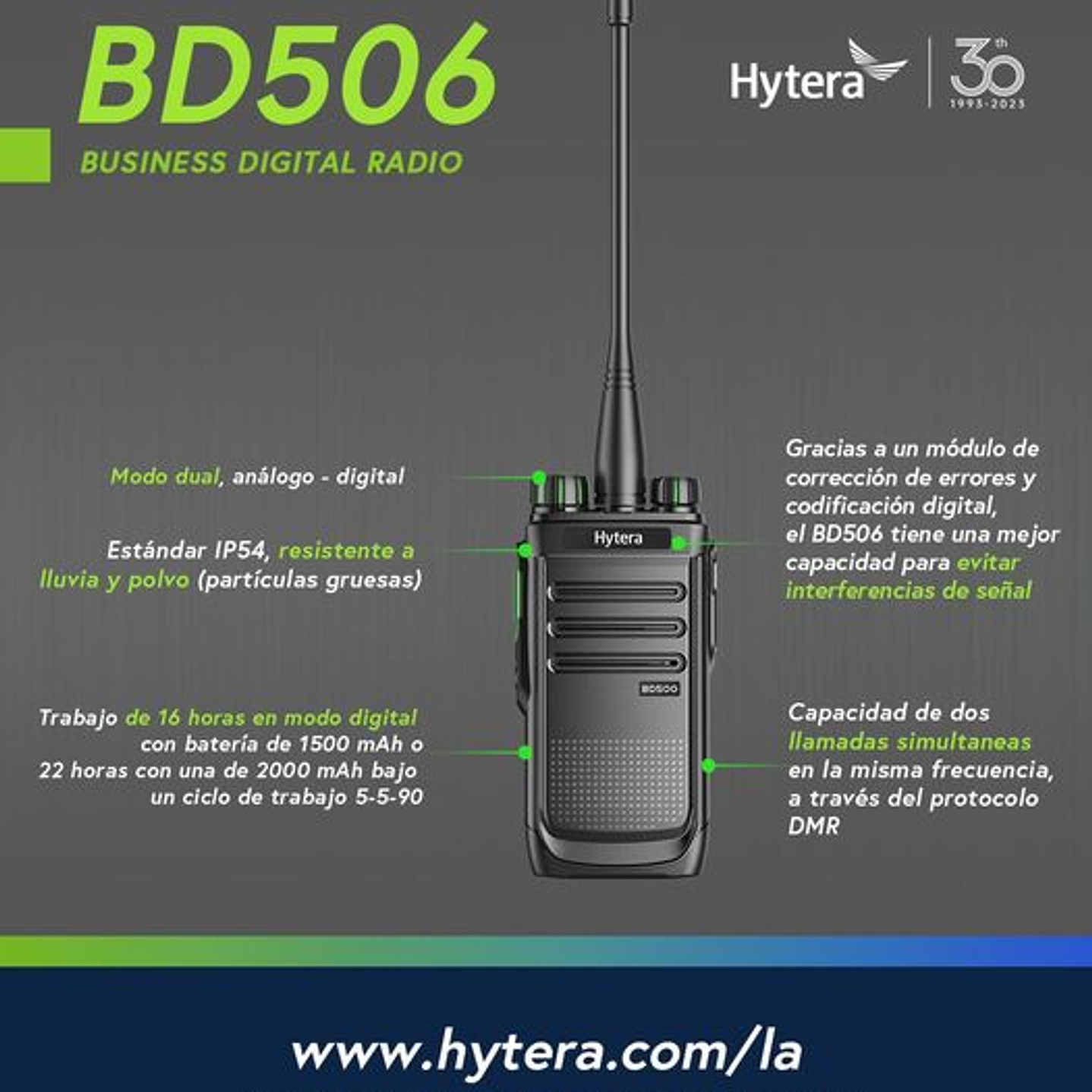 (Compra 20 y lleva 22) Hytera BD506 VHF 136-174 MHz 48 CH Digital DMR y Analogico 5W Radio sin pantalla con cancelación de ruido Precio con iva incluido 14