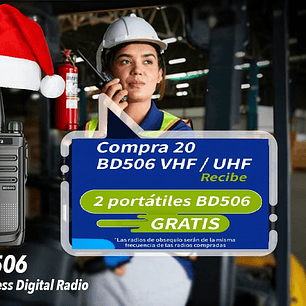 (Compra 20 y lleva 22) Hytera BD506 VHF 136-174 MHz 48 CH Digital DMR y Analogico 5W Radio sin pantalla con cancelación de ruido Precio con iva incluido