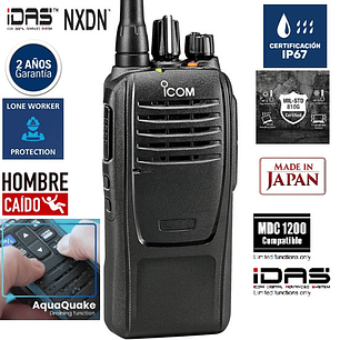 ICOM IC-F2100D UHF 450-520MHz 16CH Digital NXDN 5W Radio digital y analogica sin pantalla IP67 Normas militares MIL-STD-810-G Precio con iva incluido