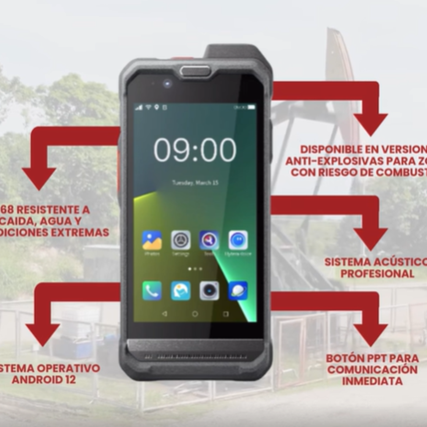Smartphone PNC460 XRugged Radio PoC y Smartphone Inteligente con Android 12 IP68 Precio con iva incluido 3