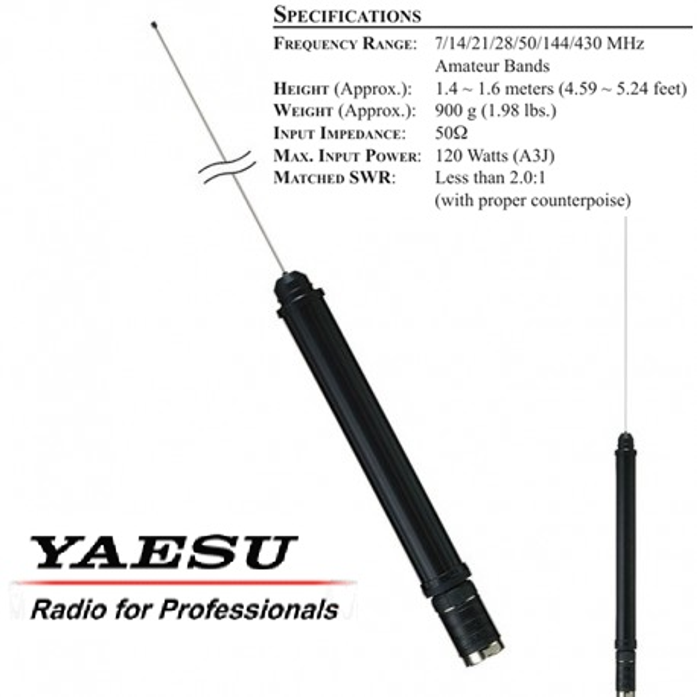 Yaesu ATAS-120 Antena HF/VHF/UHF con sintonización automática para FT-710 FT-991A FT-891 Precio con iva incluido 1
