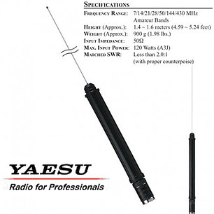 Yaesu ATAS-120 Antena HF/VHF/UHF con sintonización automática para FT-710 FT-991A FT-891 Precio con iva incluido