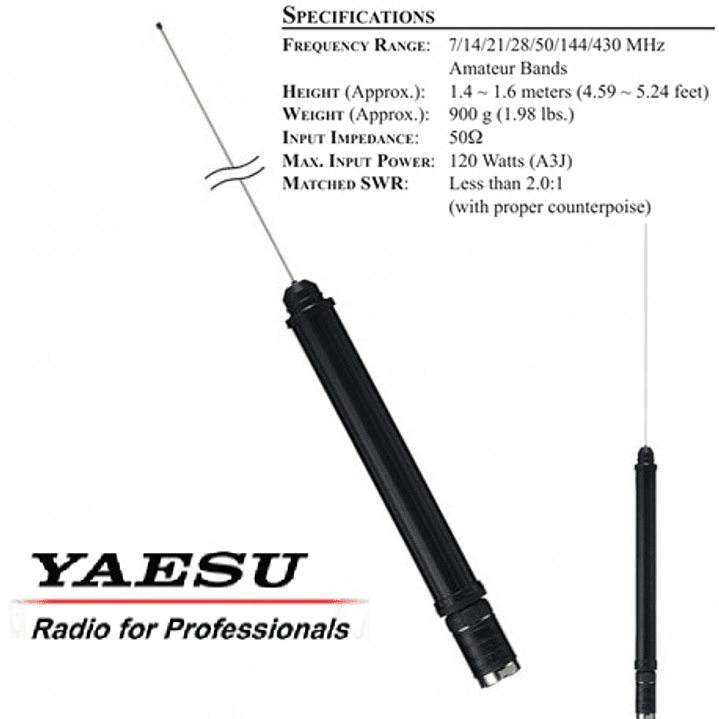 Yaesu ATAS-120 Antena HF/VHF/UHF con sintonización automática para FT-710 FT-991A FT-891 Precio con iva incluido 1
