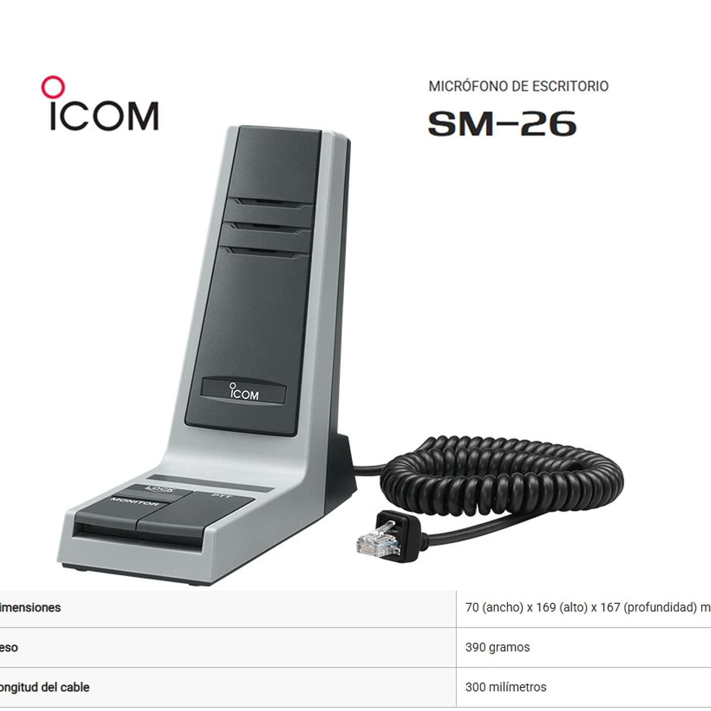ICOM SM-26 Microfono de sobremesa para equipos móviles y repetidores ICOM (Importación directa 4-6 semanas) Precio con iva incluido 1