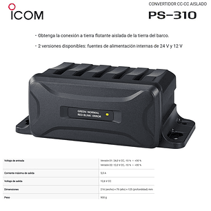 ICOM PS-310 Convertidor DC DC aislado para radio marina GM600 (Importación directa 4-6 semanas) Precio con iva incluido