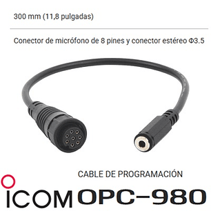 ICOM OPC-980 Interfaz de programación para radios IC-M506, requiere cable OPC-478U (Importación 4-6 semanas) Precio con iva incluido