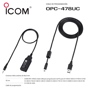 ICOM OPC-478UC Cable USB para programación de PC para IC-F3003-4003 IC-F1100 IC-2730 IC-V80 Precio con iva incluido