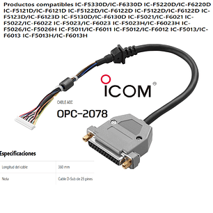 ICOM OPC-2078 Cable ACC para equipos móviles ICOM(Importación de 4-6 semanas) Precio con iva incluido 