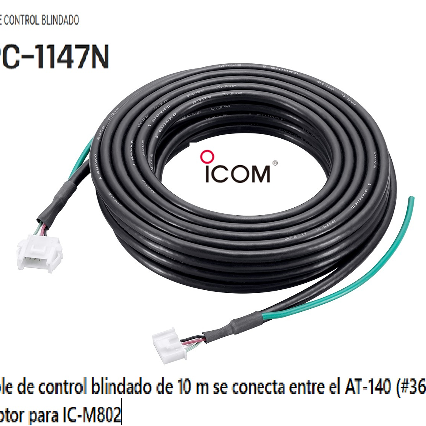 ICOM OPC-1147 cable de control blindado se conecta entre el AT-140 (#36) y el IC-M802 (Importación de 4-6 semanas)  Precio con iva incluido