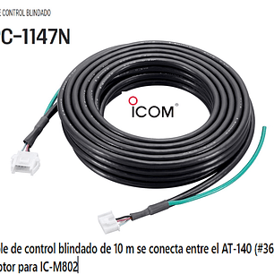 ICOM OPC-1147 cable de control blindado se conecta entre el AT-140 (#36) y el IC-M802 (Importación de 4-6 semanas)  Precio con iva incluido