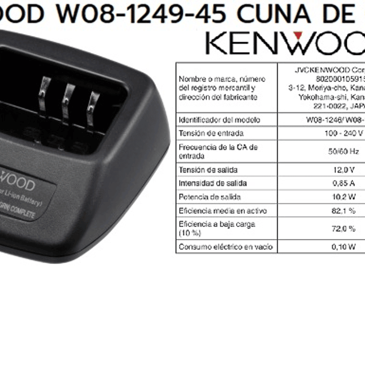 Kenwood W08-1249-45 Cuna de carga para KMB-28 sin transformador para TK-2402/3402/ NX-240/340 Precio con iva incluido 1