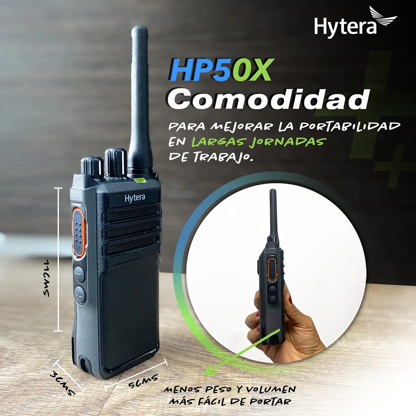 Hytera HP506BT UHF1 400-470 MHz 256 CH DMR Tier II 4W Radio Digital Portátil Profesional| |Bluetooth Sin pantalla Precio con iva incluido 18