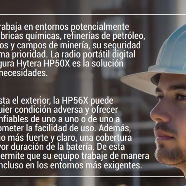 Hytera HP506 UL913 UHF1 400-470 MHz 256CH Digital DMR y Analogico 4W Intrinsicamente Seguro 5W IP67 Radio portatil (A pedido por importación) Precio con iva incluido 20