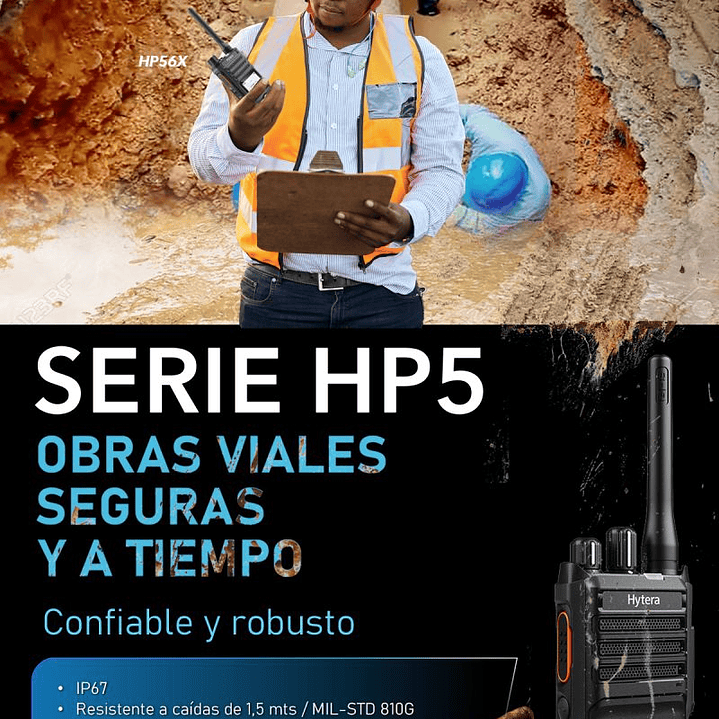 Hytera HP506 VHF 136-174 MHz 256CH Digital DMR y Analogico 5W Batería 3000mAh Radio Digital Profesional DMR Tier II y Analogico IP67 y MIL-STD-810G, parlante antimagnético Precio con iva incluido 1