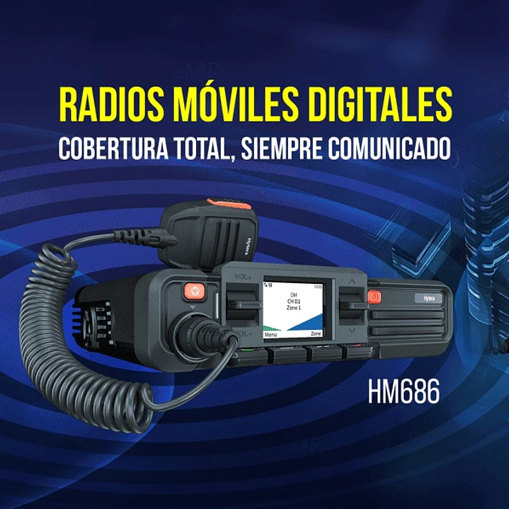 Hytera HM686H UHF2 450-520MHz 512CH DMR Tier II Analogico 45W Radio móvil digital profesional High Power 5/45/50W GPS Bluetooth LCD screen Precio con iva incluido 11