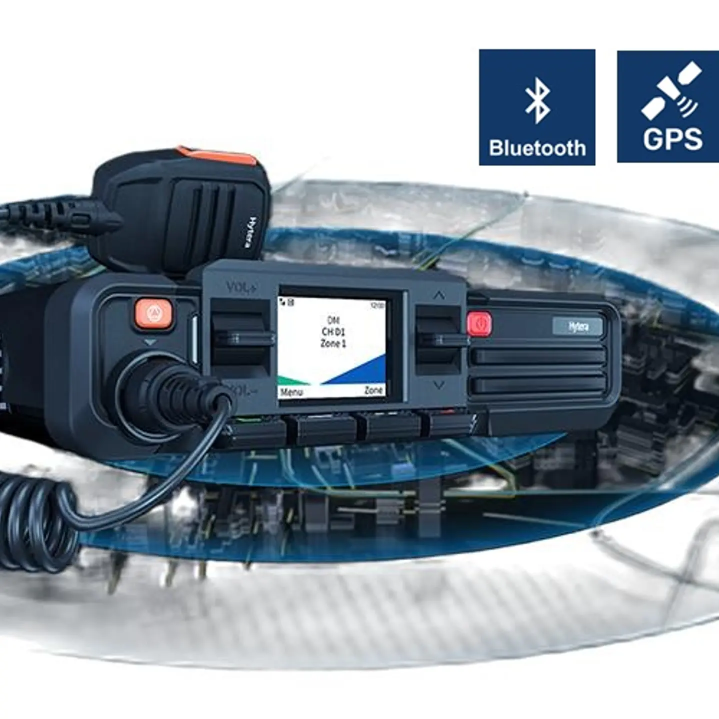 Hytera HM686LGPS Bluetooth VHF 136-174 Mhz 512CH DMR Tier II Analogico 25W Radio móvil digital profesional Low Power 5/25W LCD screen Precio con iva incluido 1