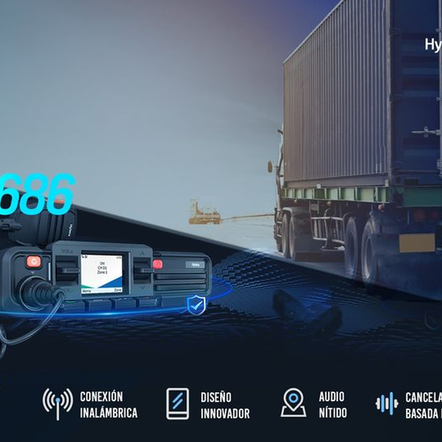 Hytera HM686H UHF2 450-527MHz 512CH DMR Tier II Analogico 45W Radio móvil digital profesional High Power 5/45W LCD screen Precio con iva incluido 3