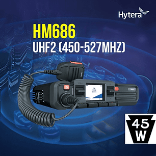 Hytera HM686H UHF2 450-527MHz 512CH DMR Tier II Analogico 45W Radio móvil digital profesional High Power 5/45W LCD screen Precio con iva incluido