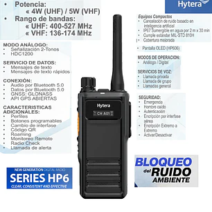 Hytera HP606 UHF1-2 400-520Mhz 1024CH Digital DMR Tier II y Analogico 4W Radio digital para industrias con Man Down, IP67, MIL-STD-810G, parlante anti magnético, pantalla OLED Precio con iva incluido