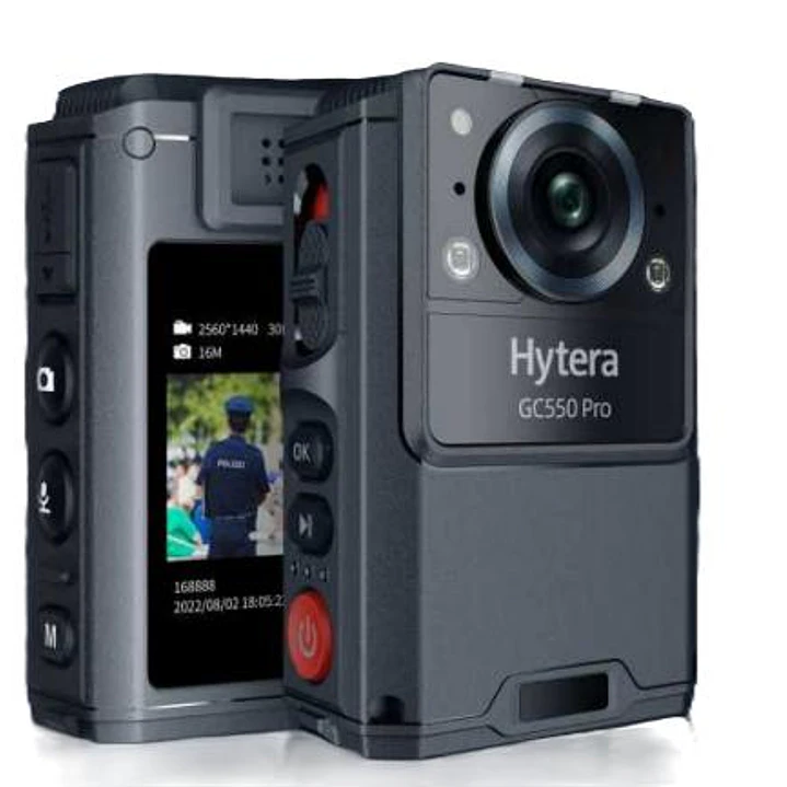 Hytera GC550PRO Bodycam profesional para personal de seguridad con 128GB IP67 Batería no removible de 2.100 mAh Campo de visión 118° Pantalla de 2