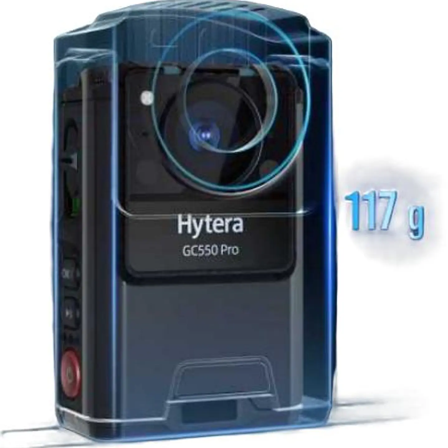 Hytera GC550PRO Bodycam profesional para personal de seguridad con 128GB IP67 Batería no removible de 2.100 mAh Campo de visión 118° Pantalla de 2