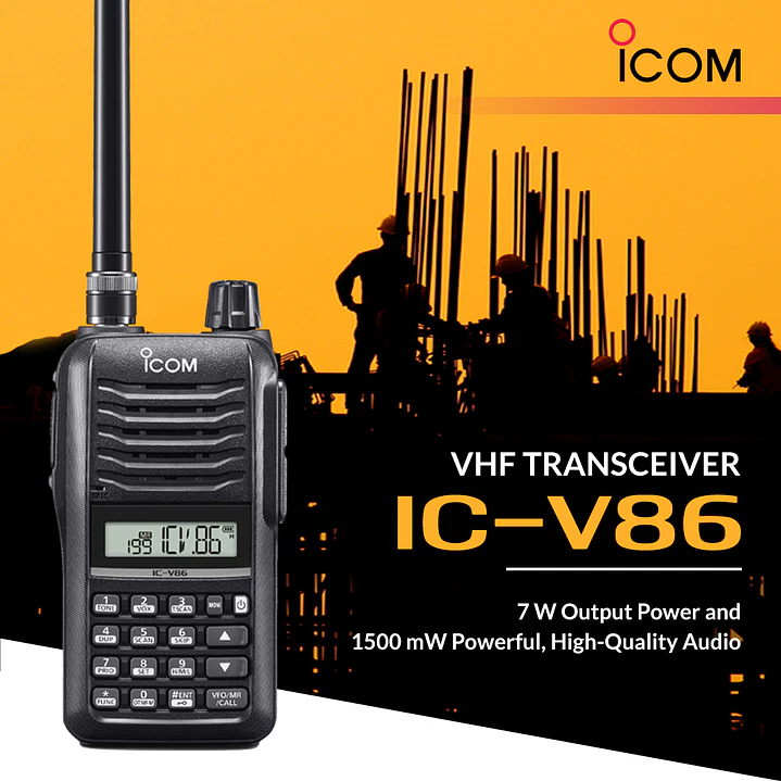 ICOM IC-V86 VHF 136-174 MHz Banda corrida 200 canales Analogico 7.0/5.5/2.5/0.5 W IP54 MIL-STD 810G Radio portatil profesional ORIGINAL JAPONES Precio con iva incluido 2