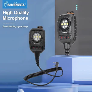 Anysecu MIC-K01 micrófono parlante remoto con luz estroboscópica y alarma de SOS para radios Kenwood Baofeng Inrico Wlan Wings Tesunho Precio con iva incluido