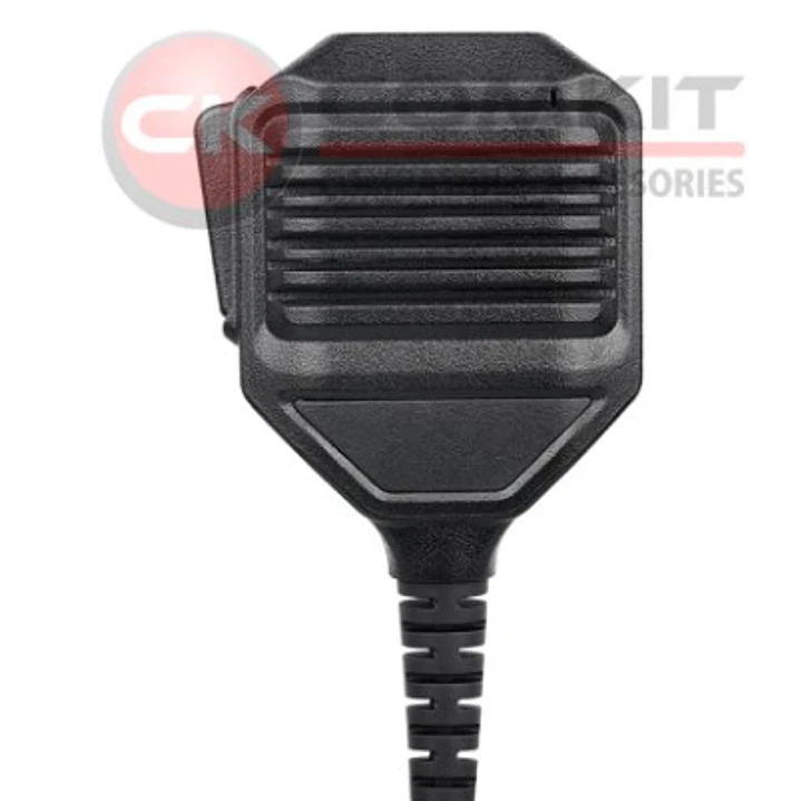 Comkit CKM-400W-K1 Micrófono de palma con PTT para trabajo pesado, cables reforzados en kevlar. Clip de cinturón metálico y giratorio. Compatible con radios Kenwood conector de 2 pins Precio con iva i 1