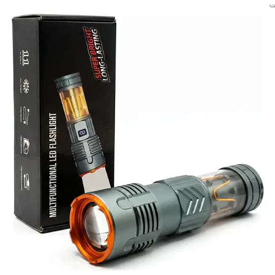 Linterna Táctica LED 10.000 lm Telescópica 2 Focos USB-C
