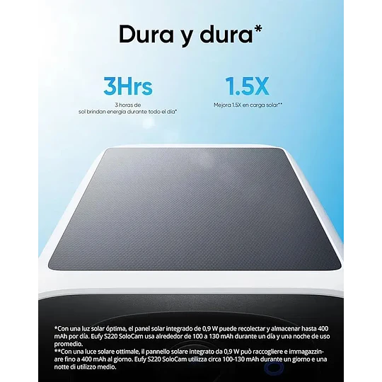 Camara De Seguridad Eufy S220 Exterior Carga Solar 3mp Ip67, Campo de Visión de 135°, Wi-Fi 2.4 GHz
