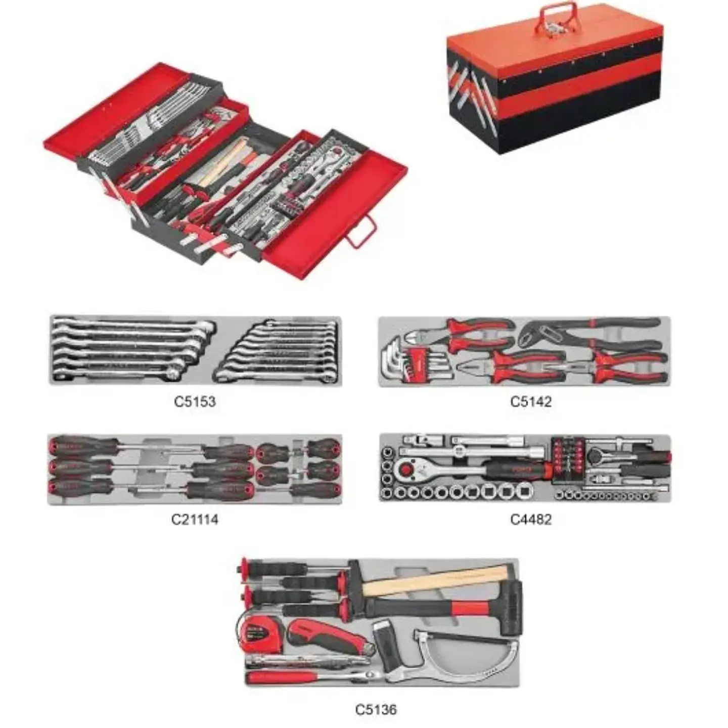 Caja Herramientas Abatible 98 piezas 4 bandejas 50235-101 Force  2
