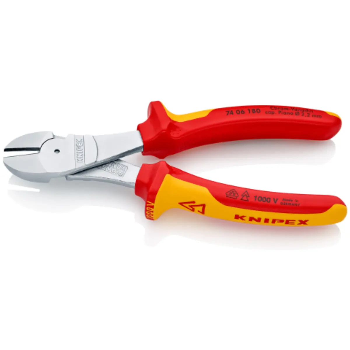 Alicates Knipex 0206180 7 Pulgadas Alta Apalancamiento - Mangos Aislados 1000V, Corte Preciso