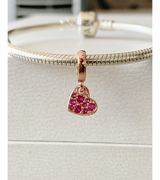 Charm Corazón Rose Gold Pavé Fucsia