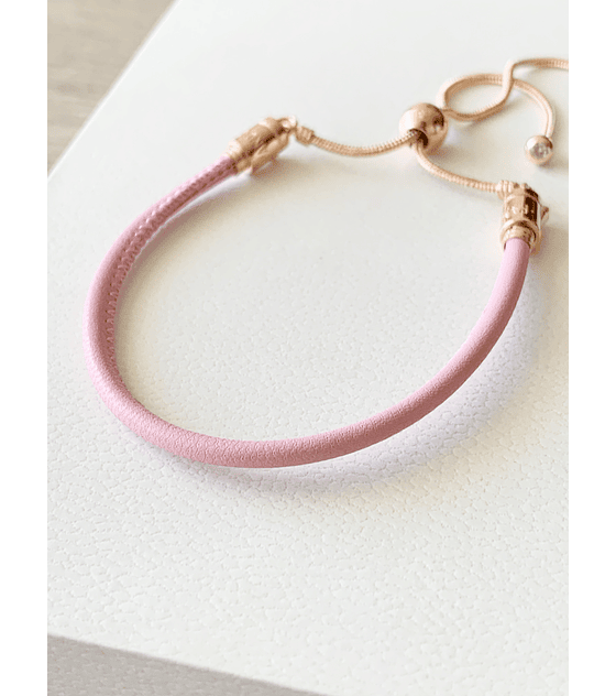 Pulsera Ajustable Cuero Rosado