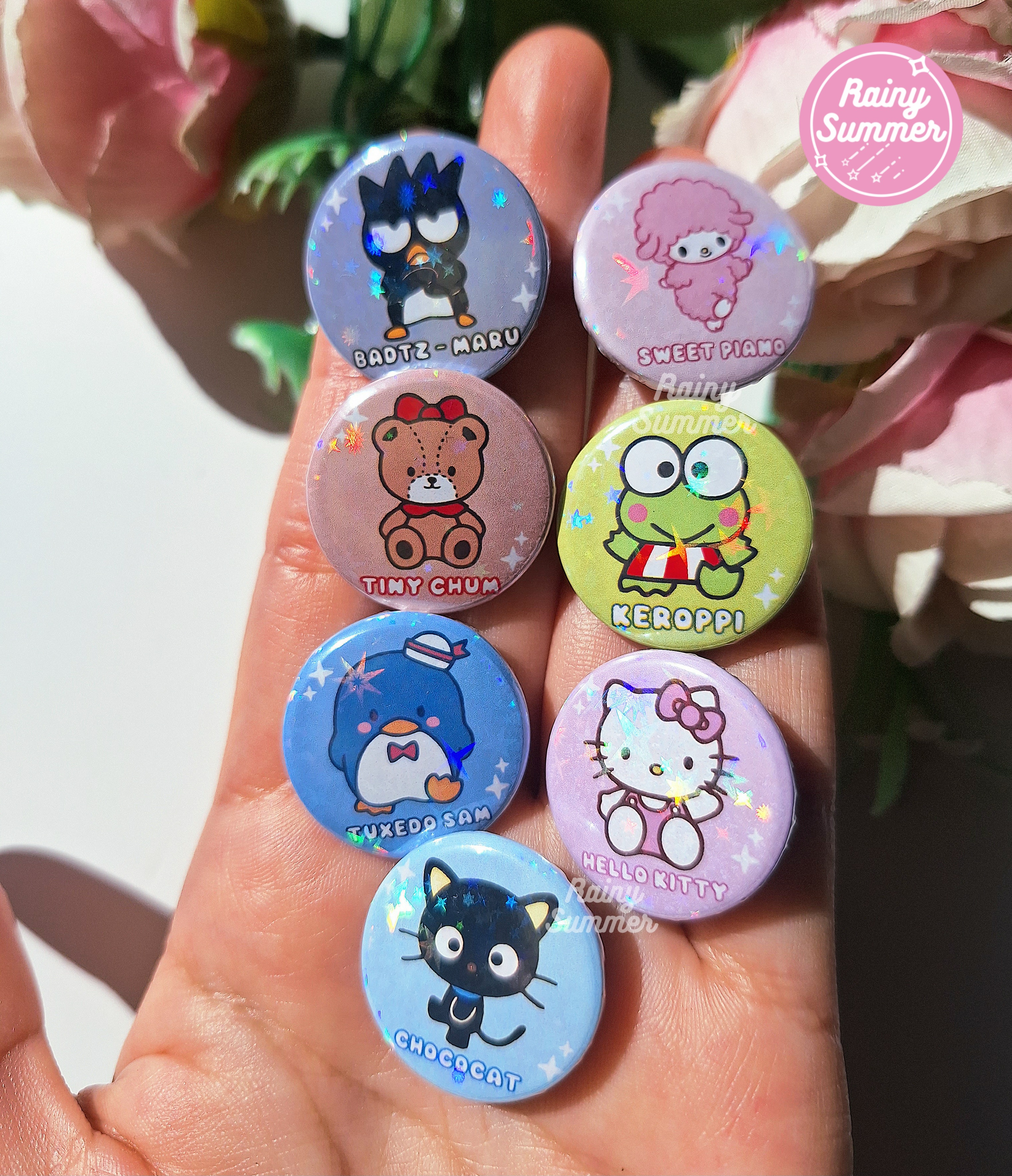 SANRIO - PINS HOLO (PARTE 2) CHOCOCAT, KEROPPI, TUXEDO SAM,