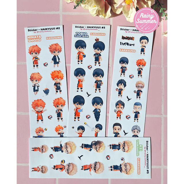 HAIKYUU - STICKERS KARASUNO, SHOYO, KAGEYAMA Y TSUKISHIMA