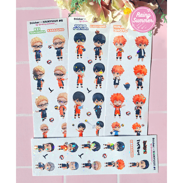 HAIKYUU - STICKERS KARASUNO, SHOYO, KAGEYAMA Y TSUKISHIMA
