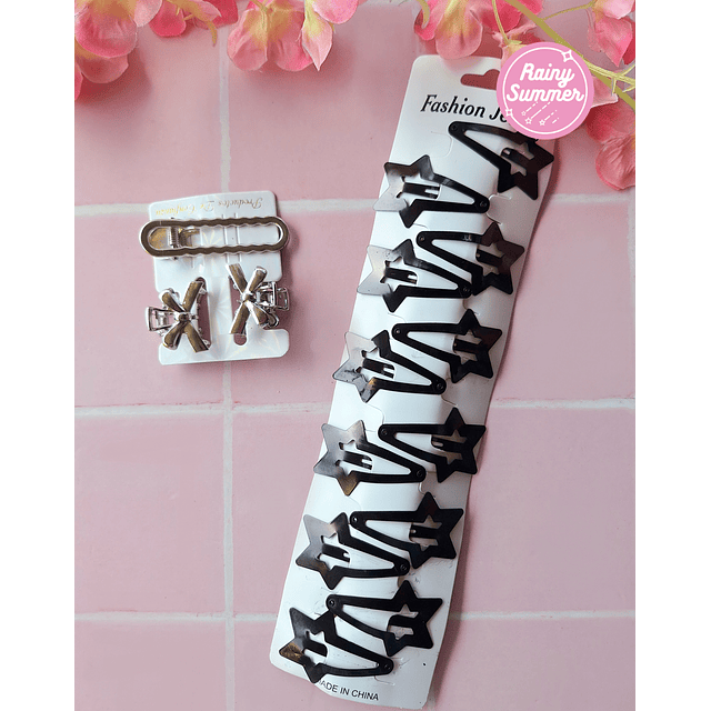 SET DE PINCHES CINTAS Y ESTRELLAS