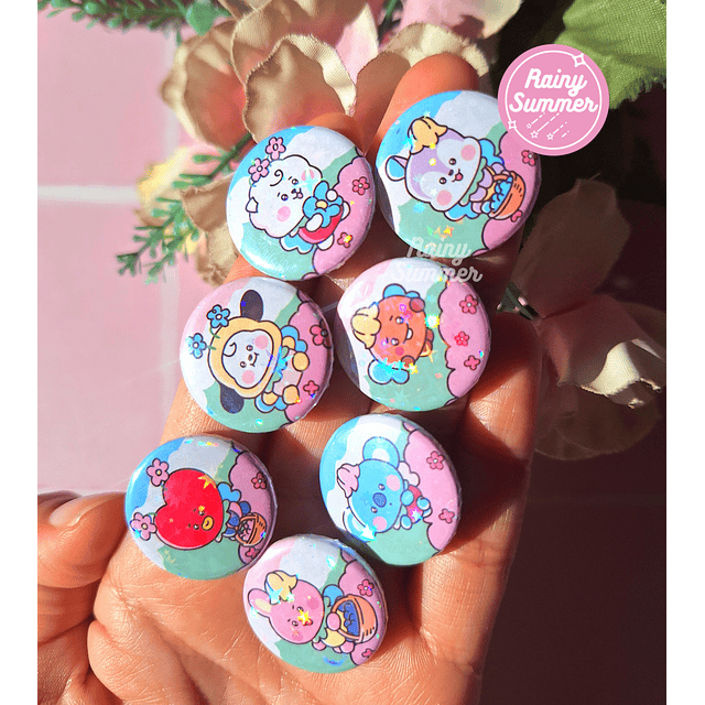 BTS -  BT21 CHAPITAS / PINS HOLOGRÁFICOS LITTLE FAIRIES